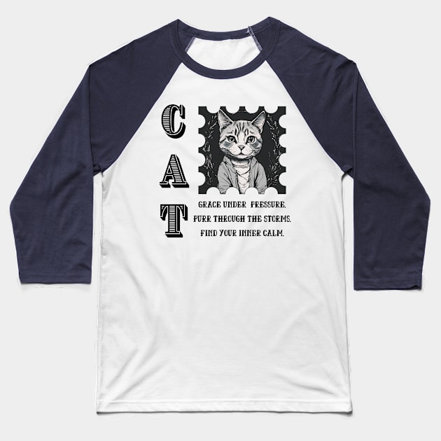 Cat Wisdom: Grace Under Pressure. Purr Through The Storm. Find Your Inner Calm Baseball T-Shirt by Inspire Me 